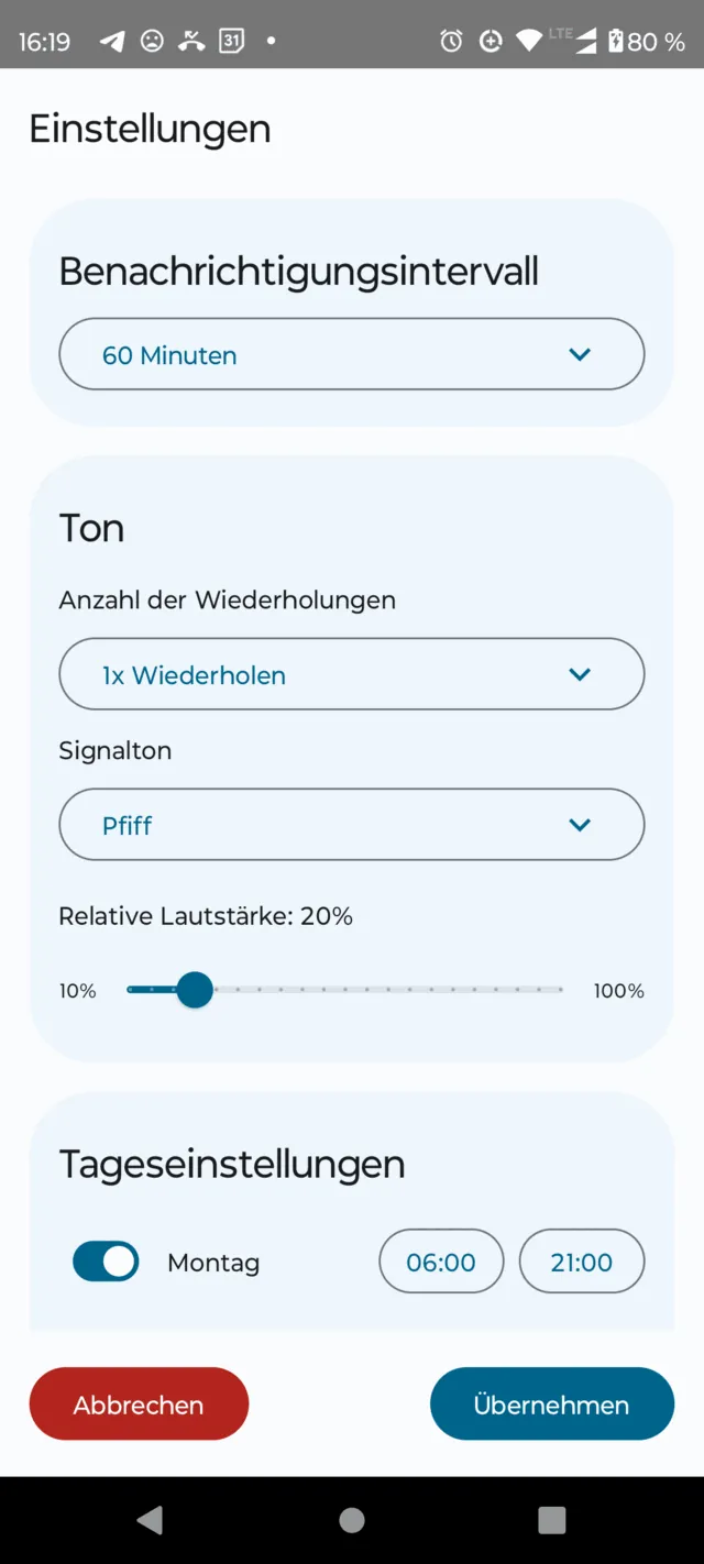 Intervall, Ton und Lautstärke einfach einstellen